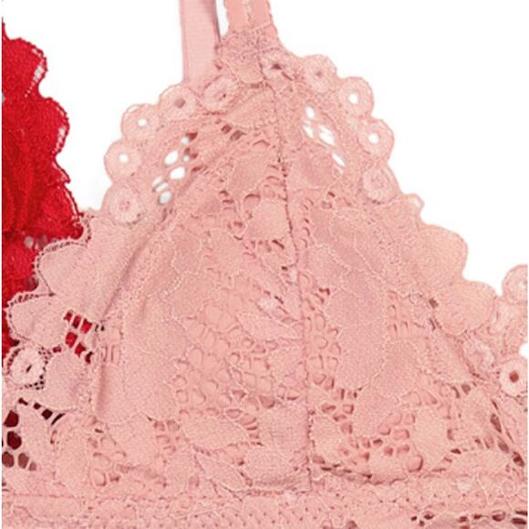 MARILYN MONROE 2pk Lace Galloon Bralettes Bra Removable Pads Red Pink M - Picture 6 of 10